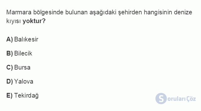 TRZ207U 8. Ünite Türkiye'de Turistik Bölgelerin Coğrafi Dağılışı Testi I 3. Soru