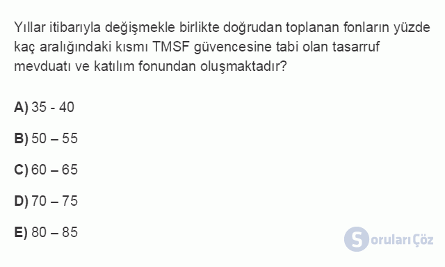 BSİ101U 4. Ünite Türk Finans Sektöründe Bankacılık Sistemi Testi I 18. Soru