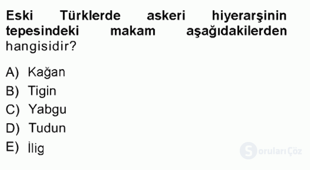 Türk İdare Tarihi Tek Ders Sınavı 2. Soru
