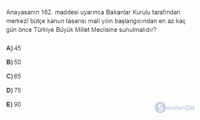 MLY301U 7. Ünite Ünite 7 Türkiye'de Merkezi Yönetim Bütçeleme Süreci Testi I 4. Soru