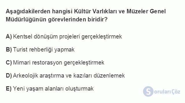 KMT201U 3. Ünite Türkiye'de Kültürel Miras Politikaları ve Uygulama Araçları Testi I 10. Soru