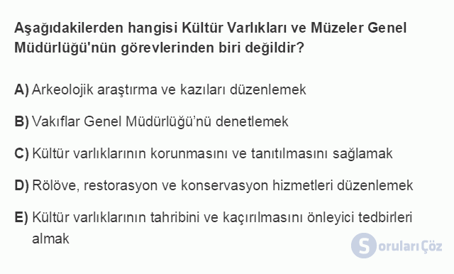 KMT201U 3. Ünite Türkiye'de Kültürel Miras Politikaları ve Uygulama Araçları Testi I 4. Soru