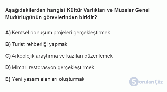 KMT201U 3. Ünite Türkiye'de Kültürel Miras Politikaları ve Uygulama Araçları Testi I 7. Soru