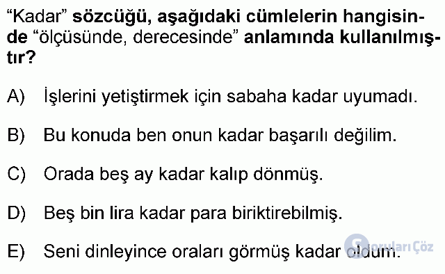 KPSS Ortaöğretim Türkçe Soruları 1. Soru
