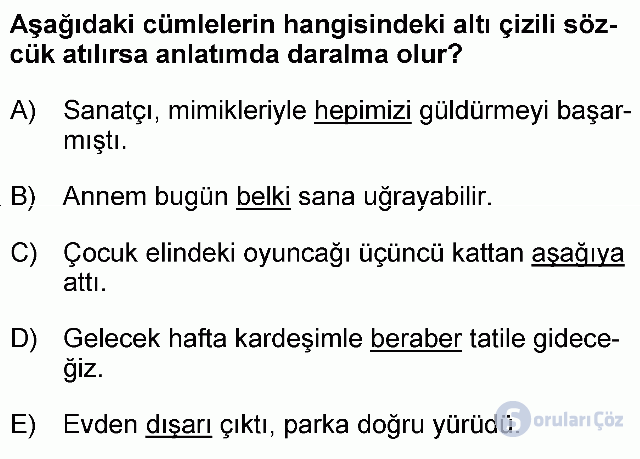 KPSS Ortaöğretim Türkçe Soruları 23. Soru