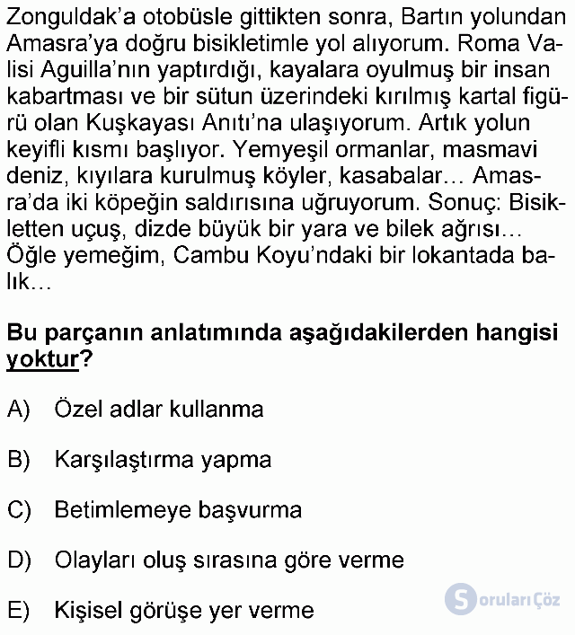 KPSS Ortaöğretim Türkçe Soruları 26. Soru