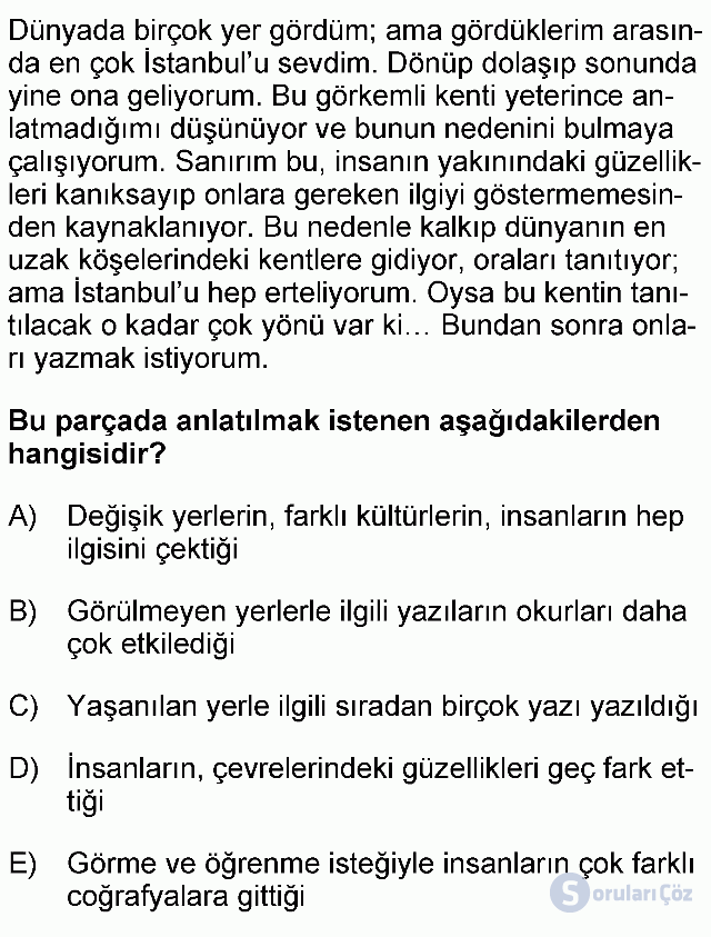 KPSS Ortaöğretim Türkçe Soruları 30. Soru