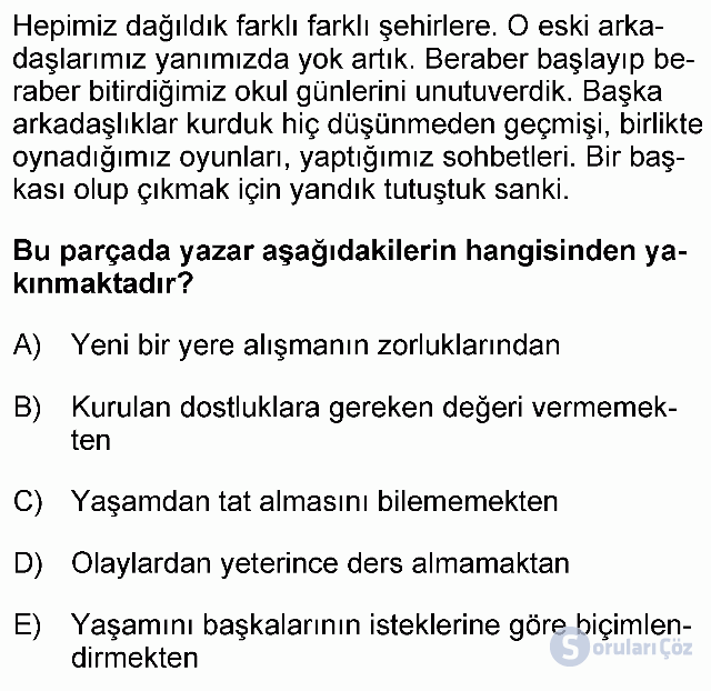 KPSS Ortaöğretim Türkçe Soruları 32. Soru