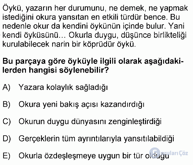 KPSS Ortaöğretim Türkçe Soruları 33. Soru