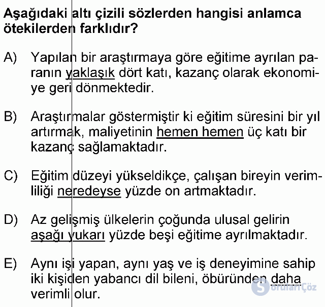 KPSS Ortaöğretim Türkçe Soruları 4. Soru