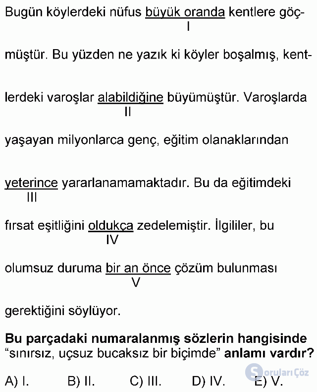 KPSS Ortaöğretim Türkçe Soruları 6. Soru