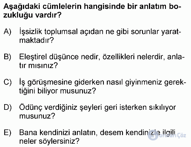 KPSS Önlisans Türkçe Soruları 18. Soru
