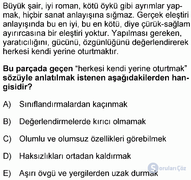 KPSS Önlisans Türkçe Soruları 2. Soru