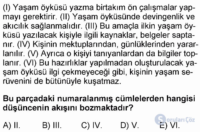 KPSS Önlisans Türkçe Soruları 20. Soru