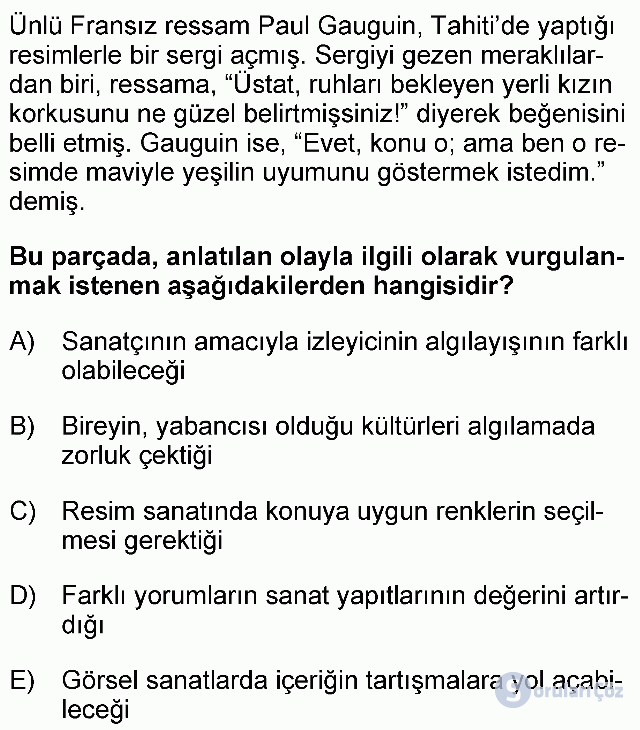 KPSS Önlisans Türkçe Soruları 25. Soru