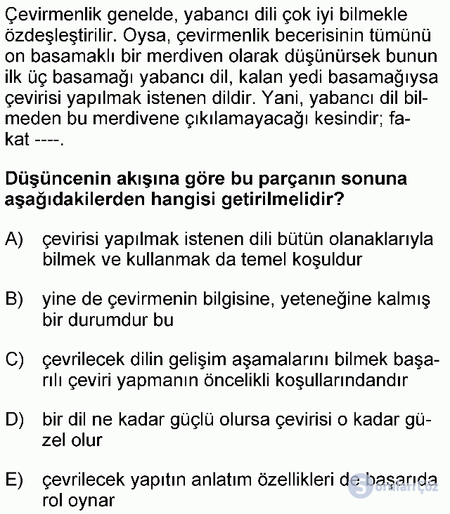 KPSS Önlisans Türkçe Soruları 29. Soru