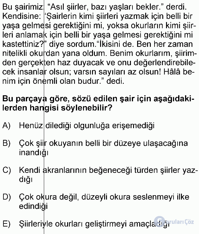 KPSS Önlisans Türkçe Soruları 31. Soru