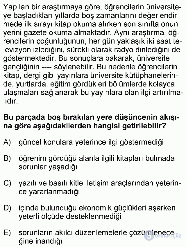 KPSS Önlisans Türkçe Soruları 32. Soru