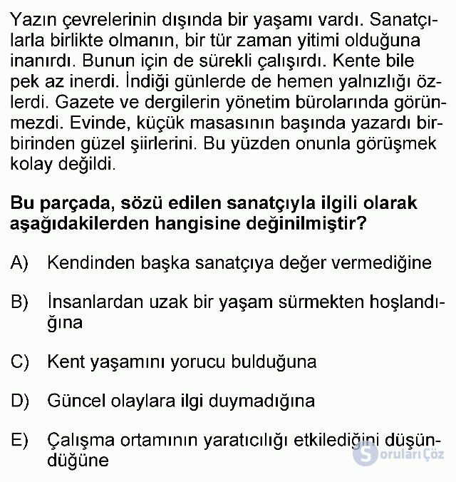 KPSS Önlisans Türkçe Soruları 33. Soru