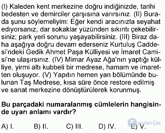 KPSS Önlisans Türkçe Soruları 4. Soru