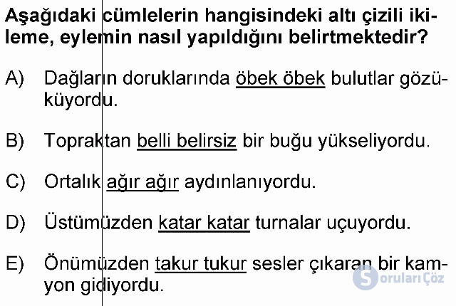 KPSS Önlisans Türkçe Soruları 8. Soru