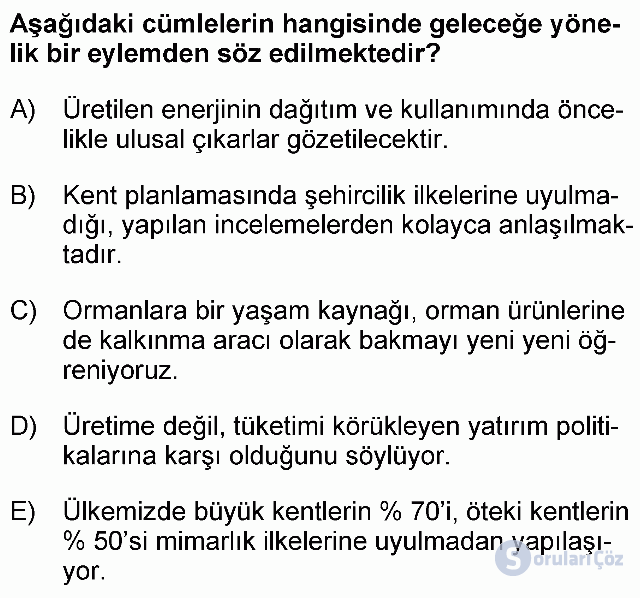 KPSS Önlisans Türkçe Soruları 9. Soru