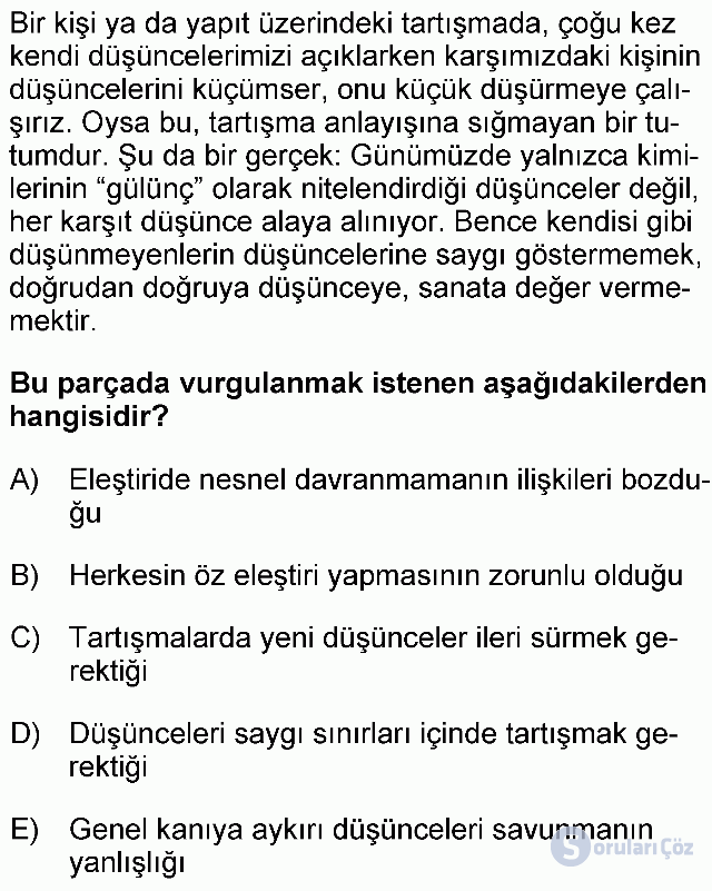 KPSS Lisans Türkçe Soruları 24. Soru