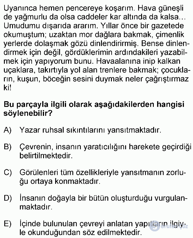 KPSS Ortaöğretim Türkçe Soruları 25. Soru