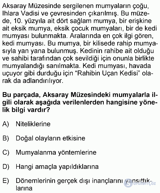 KPSS Ortaöğretim Türkçe Soruları 27. Soru