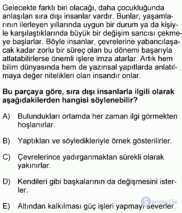 KPSS Ortaöğretim Türkçe Soruları 29. Soru