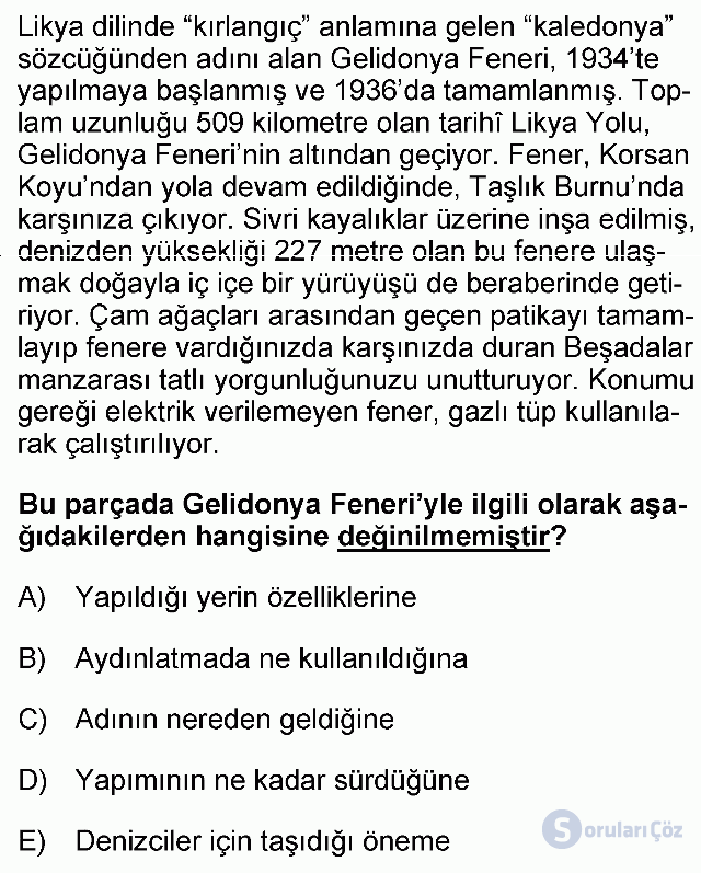 KPSS Ortaöğretim Türkçe Soruları 31. Soru