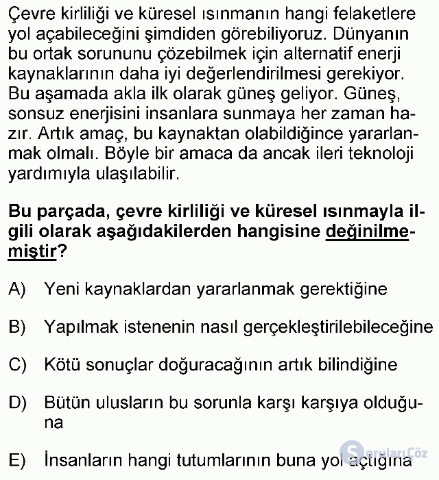 KPSS Ortaöğretim Türkçe Soruları 36. Soru