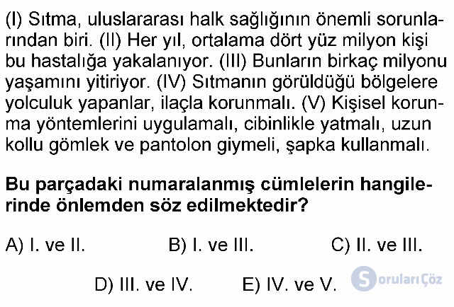 KPSS Ortaöğretim Türkçe Soruları 5. Soru