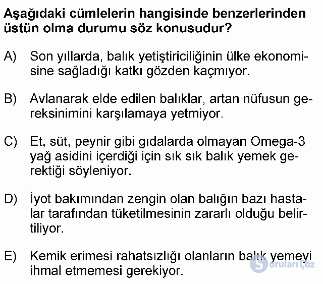 KPSS Ortaöğretim Türkçe Soruları 6. Soru