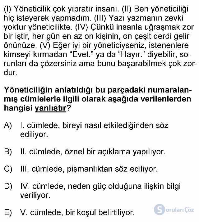 KPSS Ortaöğretim Türkçe Soruları 9. Soru