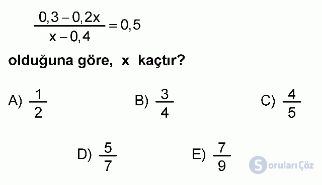 KPSS Ortaöğretim Matematik Soruları 12. Soru