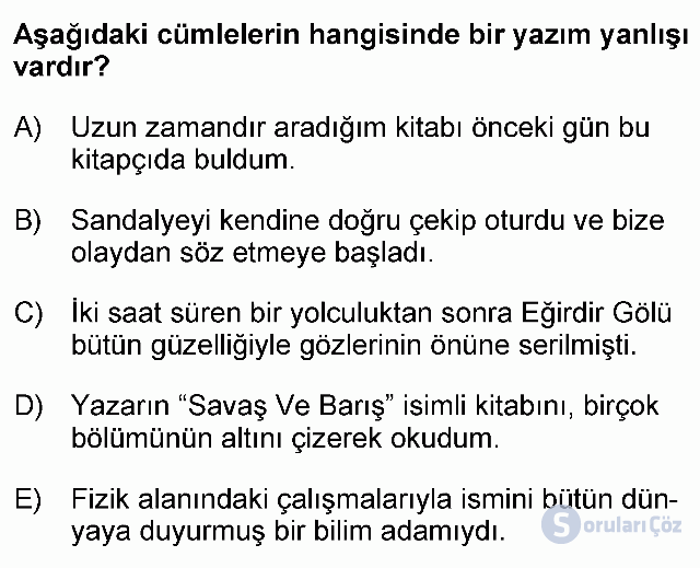 KPSS Önlisans Türkçe Soruları 14. Soru
