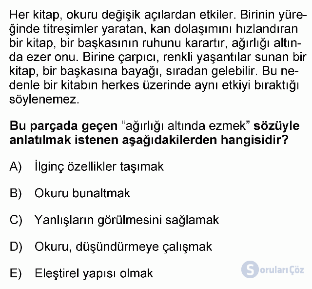 KPSS Önlisans Türkçe Soruları 2. Soru