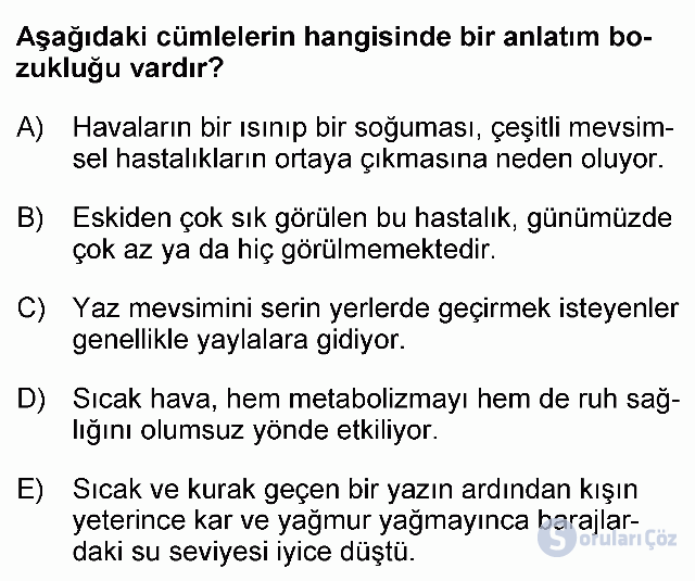 KPSS Önlisans Türkçe Soruları 20. Soru