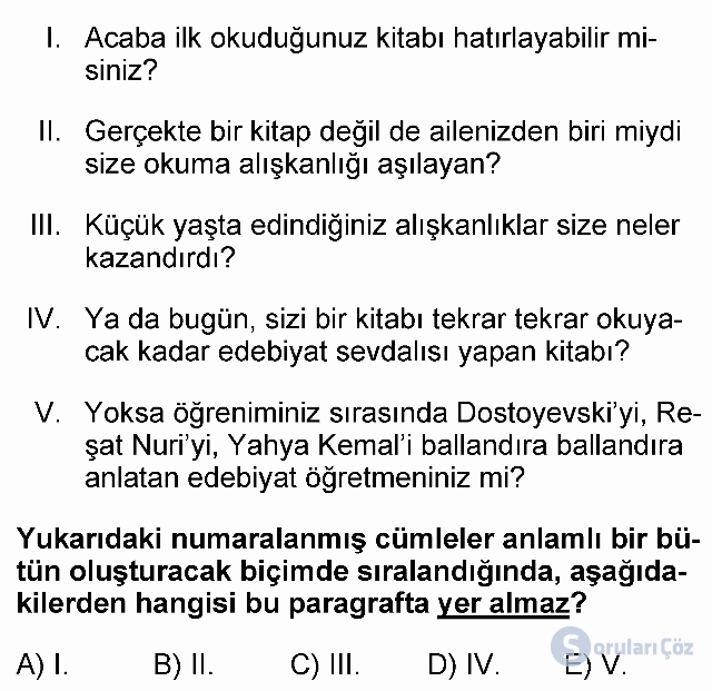 KPSS Önlisans Türkçe Soruları 23. Soru