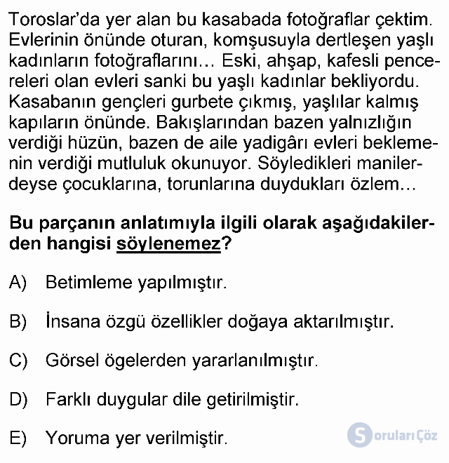 KPSS Önlisans Türkçe Soruları 26. Soru