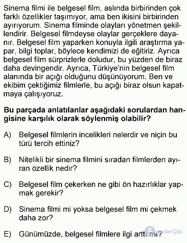 KPSS Önlisans Türkçe Soruları 27. Soru