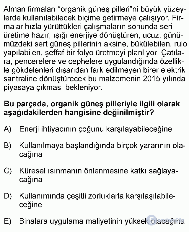 KPSS Önlisans Türkçe Soruları 31. Soru