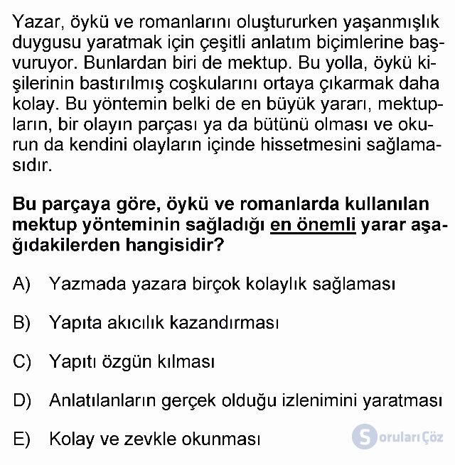 KPSS Önlisans Türkçe Soruları 34. Soru