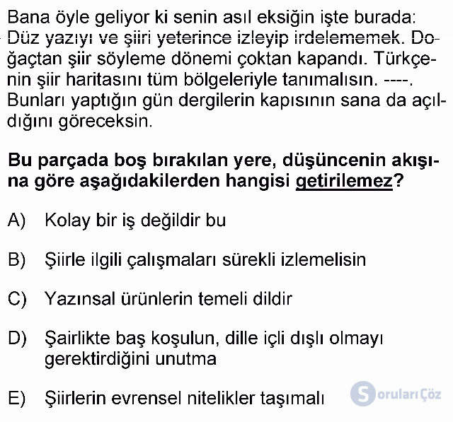 KPSS Önlisans Türkçe Soruları 36. Soru