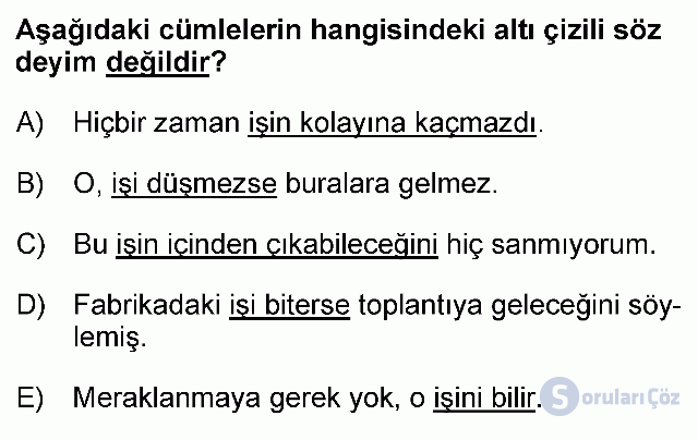 KPSS Önlisans Türkçe Soruları 5. Soru