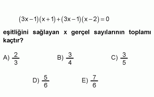 LYS Matematik Soruları 1. Soru