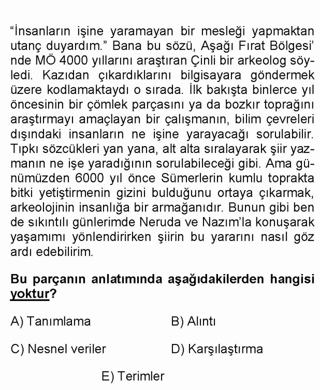 LYS Türk Dili ve Edebiyatı Soruları 12. Soru