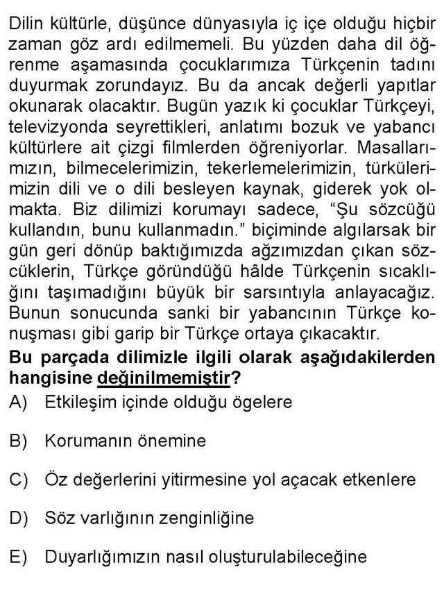 LYS Türk Dili ve Edebiyatı Soruları 17. Soru