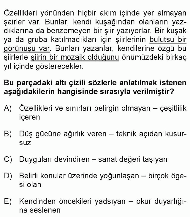 LYS Türk Dili ve Edebiyatı Soruları 2. Soru